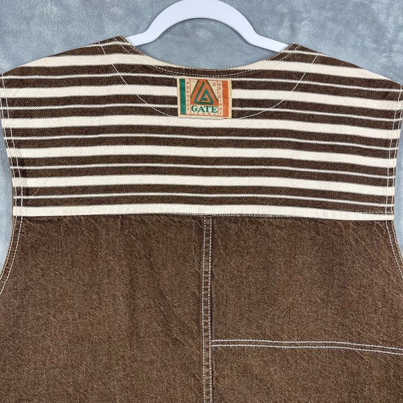 GATE‎ JEANS Mens Brown Denim Workwear Western Vest Metal Buttons Made in USA M - Picture 9 of 9